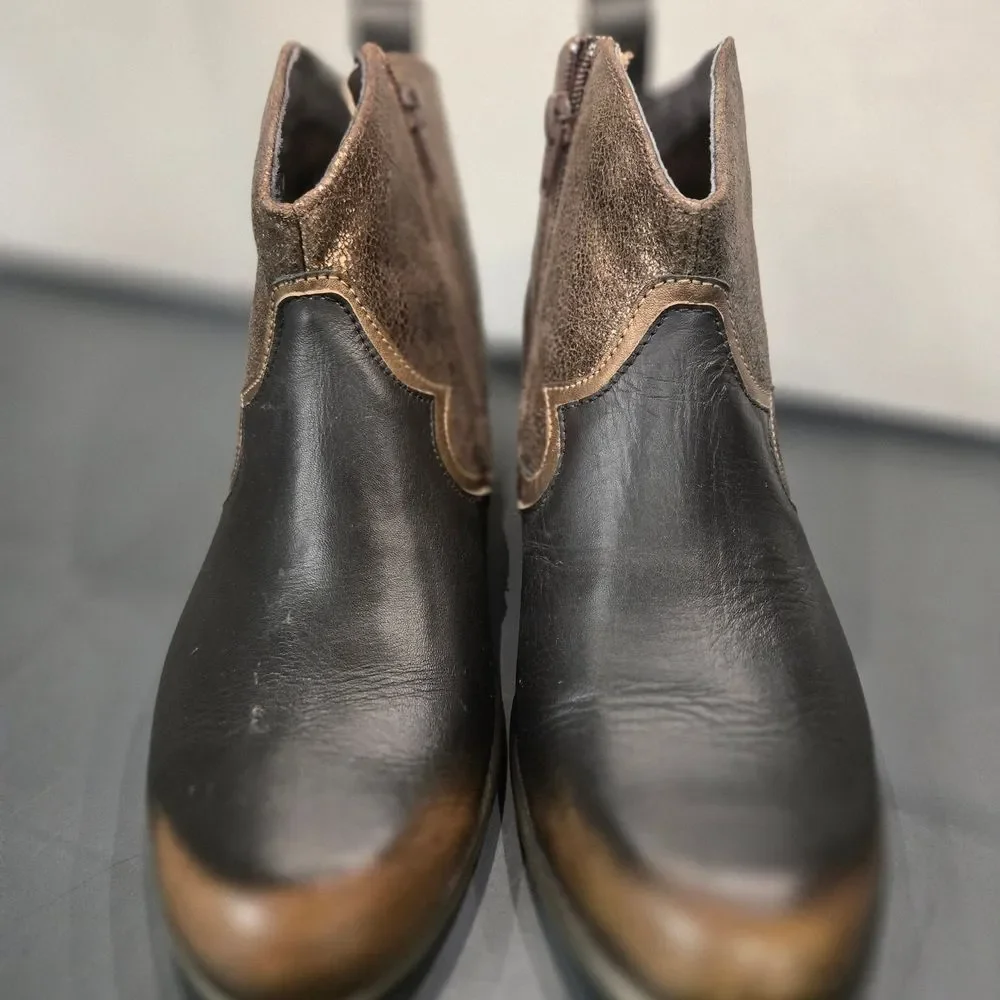 Naot Black and Brown Leather Ankle Boots